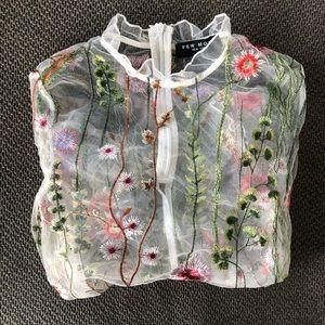 🔴Few Moda Floral Sheer Top